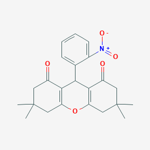 molecular formula C23H25NO5 B14010743 3,3,6,6-tetramethyl-9-(2-nitrophenyl)-4,5,7,9-tetrahydro-2H-xanthene-1,8-dione CAS No. 30038-64-3