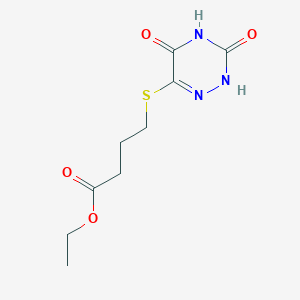 B14010912 ethyl 4-[(3,5-dioxo-2H-1,2,4-triazin-6-yl)sulfanyl]butanoate CAS No. 84608-08-2