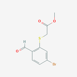 molecular formula C10H9BrO3S B1401179 Methyl 2-((5-bromo-2-formylphenyl)thio)acetate CAS No. 1341391-39-6