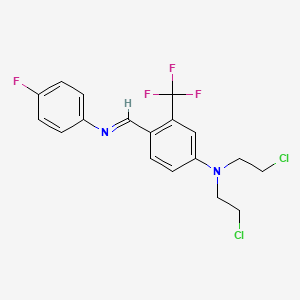 molecular formula C18H16Cl2F4N2 B14011952 N,N-bis(2-chloroethyl)-4-[(4-fluorophenyl)iminomethyl]-3-(trifluoromethyl)aniline CAS No. 1960-49-2