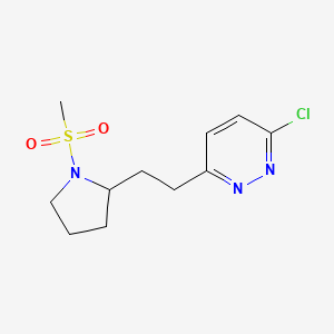molecular formula C11H16ClN3O2S B1401197 3-Chloro-6-[2-(1-methanesulfonyl-pyrrolidin-2-yl)-ethyl]-pyridazine CAS No. 1316225-19-0