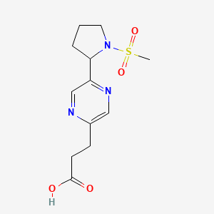 molecular formula C12H17N3O4S B1401198 3-(5-(1-(甲磺酰基)吡咯烷-2-基)吡嗪-2-基)丙酸 CAS No. 1316225-21-4