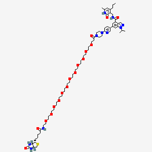 6-[6-[4-[3-[2-[2-[2-[2-[2-[2-[2-[2-[2-[2-[2-[2-[5-[(3aS,4S,6aR)-2-oxo-1,3,3a,4,6,6a-hexahydrothieno[3,4-d]imidazol-4-yl]pentanoylamino]ethoxy]ethoxy]ethoxy]ethoxy]ethoxy]ethoxy]ethoxy]ethoxy]ethoxy]ethoxy]ethoxy]ethoxy]propanoyl]piperazin-1-yl]pyridin-3-yl]-N-[(6-methyl-2-oxo-4-propyl-1H-pyridin-3-yl)methyl]-1-propan-2-ylindazole-4-carboxamide