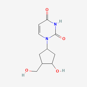 molecular formula C10H14N2O4 B14012507 1-[3-Hydroxy-4-(hydroxymethyl)cyclopentyl]pyrimidine-2,4-dione CAS No. 62102-28-7