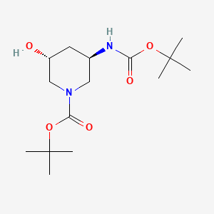 molecular formula C15H28N2O5 B14012517 tert-butyl (3R,5R)-3-(tert-butoxycarbonylamino)-5-hydroxy-piperidine-1-carboxylate 