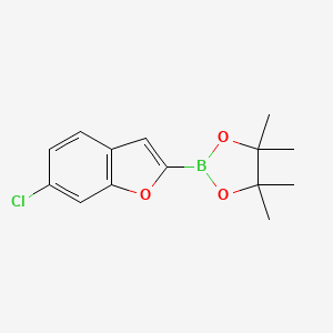 molecular formula C14H16BClO3 B1401257 2-(6-氯苯并呋喃-2-基)-4,4,5,5-四甲基-1,3,2-二氧杂硼环丁烷 CAS No. 1396751-50-0