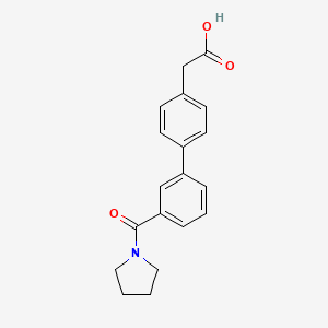 molecular formula C19H19NO3 B1401272 (4-{3-[(吡咯烷-1-基)羰基]苯基}苯基)乙酸 CAS No. 1375069-18-3
