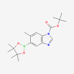 molecular formula C19H27BN2O4 B1401283 叔丁基-6-甲基-5-(4,4,5,5-四甲基-1,3,2-二氧杂硼烷-2-基)-1H-苯并[d]咪唑-1-甲酸酯 CAS No. 631912-39-5