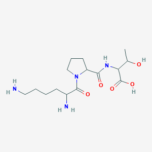 molecular formula C15H28N4O5 B14012831 2-[[1-[2,6-Bis(azanyl)hexanoyl]pyrrolidin-2-yl]carbonylamino]-3-oxidanyl-butanoic acid 