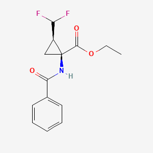 molecular formula C14H15F2NO3 B1401292 Ethyl (1S,2R)-1-benzamido-2-(difluoromethyl)cyclopropanecarboxylate CAS No. 1083005-84-8