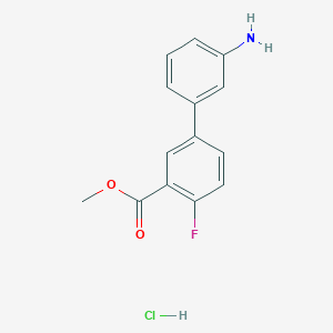 molecular formula C14H13ClFNO2 B1401295 Methyl 3'-amino-4-fluoro-[1,1'-biphenyl]-3-carboxylate hydrochloride CAS No. 1373232-80-4