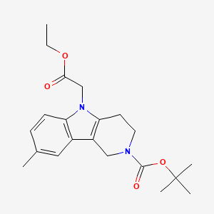 molecular formula C21H28N2O4 B1401300 tert-Butyl 5-(2-ethoxy-2-oxoethyl)-8-methyl-1,3,4,5-tetrahydro-2H-pyrido[4,3-b]indole-2-carboxylate CAS No. 1060979-19-2