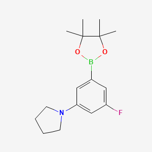 molecular formula C16H23BFNO2 B1401303 1-(3-Fluoro-5-(4,4,5,5-tetramethyl-1,3,2-dioxaborolan-2-yl)phenyl)pyrrolidine CAS No. 1415928-84-5