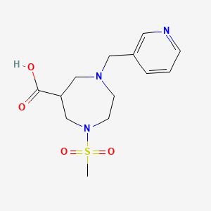 molecular formula C13H19N3O4S B1401312 1-甲磺酰基-4-吡啶-3-基甲基-[1,4]二氮杂环-6-羧酸 CAS No. 1316221-28-9