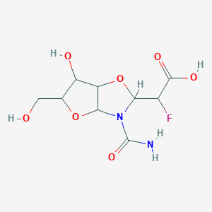 2-[3-carbamoyl-6-hydroxy-5-(hydroxymethyl)-3a,5,6,6a-tetrahydro-2H-furo[2,3-d][1,3]oxazol-2-yl]-2-fluoroacetic acid