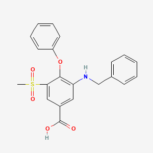 molecular formula C21H19NO5S B14013237 3-(Benzylamino)-5-methylsulfonyl-4-phenoxybenzoic acid CAS No. 32548-17-7