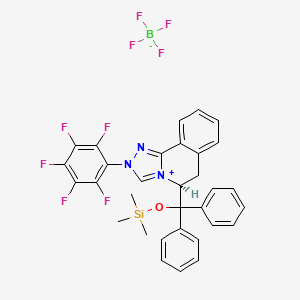 molecular formula C32H27BF9N3OSi B14013400 (S)-5-[Diphenyl[(trimethylsilyl)oxy]methyl]-5,6-dihydro-2-(2,3,4,5,6-pentafluorophenyl)-1,2,4-triazolo[3,4-a]isoquinolin-2-ium Tetrafluoroborate 