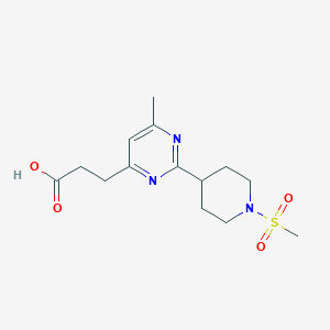 molecular formula C14H21N3O4S B1401349 3-(6-甲基-2-(1-(甲磺酰基)哌啶-4-基)嘧啶-4-基)丙酸 CAS No. 1316221-27-8