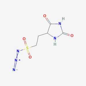 molecular formula C5H7N5O4S B14013611 N-diazo-2-(2,5-dioxoimidazolidin-4-yl)ethanesulfonamide CAS No. 5446-31-1