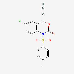 molecular formula C17H12ClNO4S B14013646 6-Chloro-4-ethynyl-1,4-dihydro-1-[(4-methylphenyl)sulfonyl]-2H-3,1-benzoxazin-2-one 