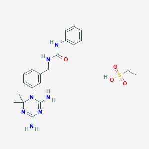 molecular formula C21H29N7O4S B14013722 1-[[3-(4,6-Diamino-2,2-dimethyl-1,3,5-triazin-1-yl)phenyl]methyl]-3-phenylurea;ethanesulfonic acid CAS No. 50699-32-6