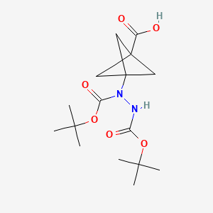 molecular formula C16H26N2O6 B14013758 3-(1,2-Bis(tert-butoxycarbonyl)hydrazineyl)bicyclo[1.1.1]pentane-1-carboxylic acid 