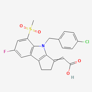 molecular formula C21H17ClFNO4S B1401394 (E)-2-(4-(4-Chlorobenzyl)-7-fluoro-5-(methylsulfonyl)-1,2-dihydrocyclopenta[b]indol-3(4H)-ylidene)acetic acid CAS No. 866215-99-8