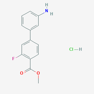 molecular formula C14H13ClFNO2 B1401398 Methyl 3'-amino-3-fluoro-[1,1'-biphenyl]-4-carboxylate hydrochloride CAS No. 1373232-44-0