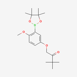 molecular formula C19H29BO5 B14014038 1-(4-Methoxy-3-(4,4,5,5-tetramethyl-1,3,2-dioxaborolan-2-yl)phenoxy)-3,3-dimethylbutan-2-one 