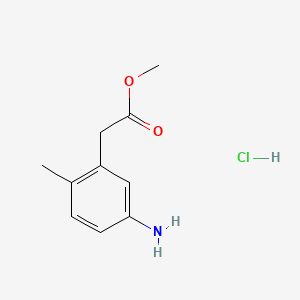 molecular formula C10H14ClNO2 B14014128 Methyl 2-(5-amino-2-methylphenyl)acetate hydrochloride 