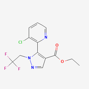 molecular formula C13H11ClF3N3O2 B1401413 5-(3-chloro-pyridin-2-yl)-1-(2,2,2-trifluoro-ethyl)-1H-pyrazole-4-carboxylic acid ethyl ester CAS No. 1423030-57-2