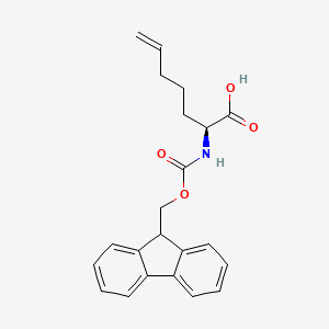 molecular formula C22H23NO4 B1401416 (S)-2-((((9H-Fluoren-9-yl)methoxy)carbonyl)amino)hept-6-enoic acid CAS No. 856412-22-1