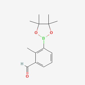 molecular formula C14H19BO3 B1401420 2-Methyl-3-(4,4,5,5-tetramethyl-1,3,2-dioxaborolan-2-yl)benzaldehyde CAS No. 859518-20-0