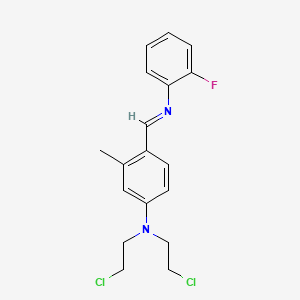 N,N-bis(2-chloroethyl)-4-[(2-fluorophenyl)iminomethyl]-3-methylaniline