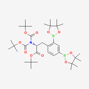 molecular formula C35H57B2NO10 B14014553 N,N-Bis[(1,1-dimethylethoxy)carbonyl]-2,4-bis(4,4,5,5-tetramethyl-1,3,2-dioxaborolan-2-YL)-D-phenylalanine 1,1-dimethylethyl ester 