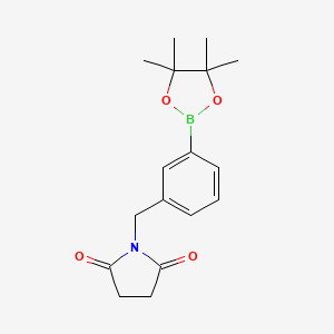 B1401460 1-[3-(4,4,5,5-Tetramethyl-[1,3,2]dioxaborolan-2-yl)-benzyl]-pyrrolidine-2,5-dione CAS No. 2096997-21-4