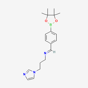 molecular formula C19H26BN3O2 B1401465 (E)-[3-(1H-imidazol-1-yl)propyl]({[4-(tetramethyl-1,3,2-dioxaborolan-2-yl)phenyl]methylidene})amine CAS No. 2096353-54-5