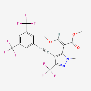 molecular formula C20H13F9N2O3 B1401467 Methyl (E)-2-[4-[2-[3,5-bis(trifluoromethyl)phenyl]ethynyl]-2-methyl-5-(trifluoromethyl)pyrazol-3-yl]-3-methoxyprop-2-enoate CAS No. 331236-98-7