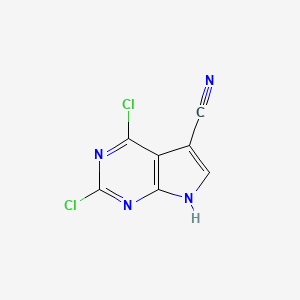 molecular formula C7H2Cl2N4 B1401474 2,4-二氯-7H-吡咯并[2,3-d]嘧啶-5-碳腈 CAS No. 1379367-43-7