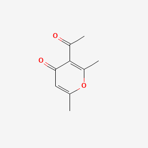 molecular formula C9H10O3 B14014792 4H-Pyran-4-one, 3-acetyl-2,6-dimethyl- CAS No. 7521-38-2