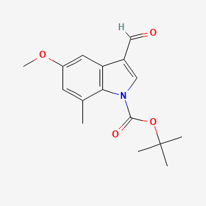 molecular formula C16H19NO4 B14014867 1-Boc-3-formyl-5-methoxy-7-methyl-1h-indole 