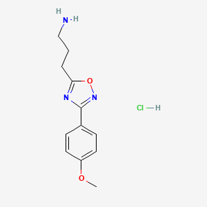 molecular formula C12H16ClN3O2 B1401488 3-(3-(4-Methoxyphenyl)-1,2,4-oxadiazol-5-yl)propan-1-amine hydrochloride CAS No. 1374408-25-9