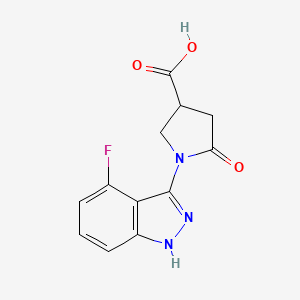 molecular formula C12H10FN3O3 B1401489 1-(4-氟-1H-吲唑-3-基)-5-氧代吡咯烷-3-羧酸 CAS No. 1401319-44-5