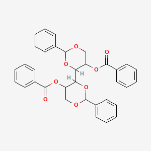 molecular formula C34H30O8 B14014932 [4-(5-Benzoyloxy-2-phenyl-1,3-dioxan-4-yl)-2-phenyl-1,3-dioxan-5-yl] benzoate CAS No. 5349-05-3