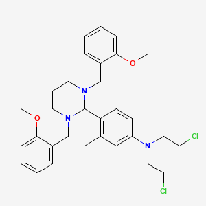 molecular formula C31H39Cl2N3O2 B14014959 4-[1,3-bis[(2-methoxyphenyl)methyl]-1,3-diazinan-2-yl]-N,N-bis(2-chloroethyl)-3-methylaniline CAS No. 916-32-5