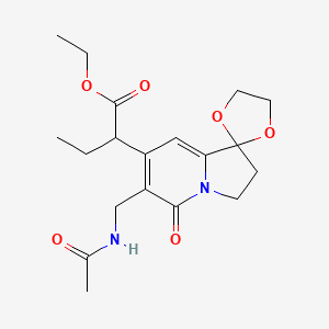 Ethyl 2-(6-(acetamidomethyl)-5-oxo-2,3-dihydro-5H-spiro[indolizine-1,2'-[1,3]dioxolan]-7-yl)butanoate