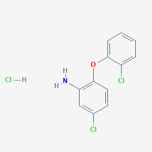 molecular formula C12H10Cl3NO B1401528 苯胺，5-氯-2-(2-氯苯氧基)-，盐酸盐 CAS No. 89279-15-2