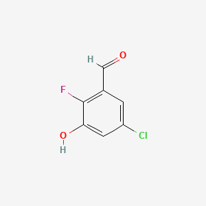 molecular formula C7H4ClFO2 B14015448 5-Chloro-2-fluoro-3-hydroxybenzaldehyde 