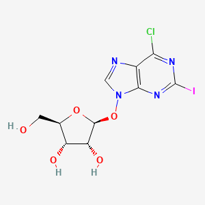 molecular formula C10H10ClIN4O5 B1401546 (2S,3R,4S,5R)-2-((6-氯-2-碘-9H-嘌呤-9-基)氧基)-5-(羟甲基)四氢呋喃-3,4-二醇 CAS No. 313477-85-9