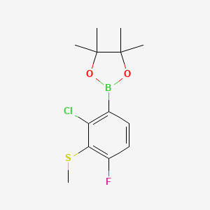 molecular formula C13H17BClFO2S B14015964 2-(2-Chloro-4-fluoro-3-(methylthio)phenyl)-4,4,5,5-tetramethyl-1,3,2-dioxaborolane 